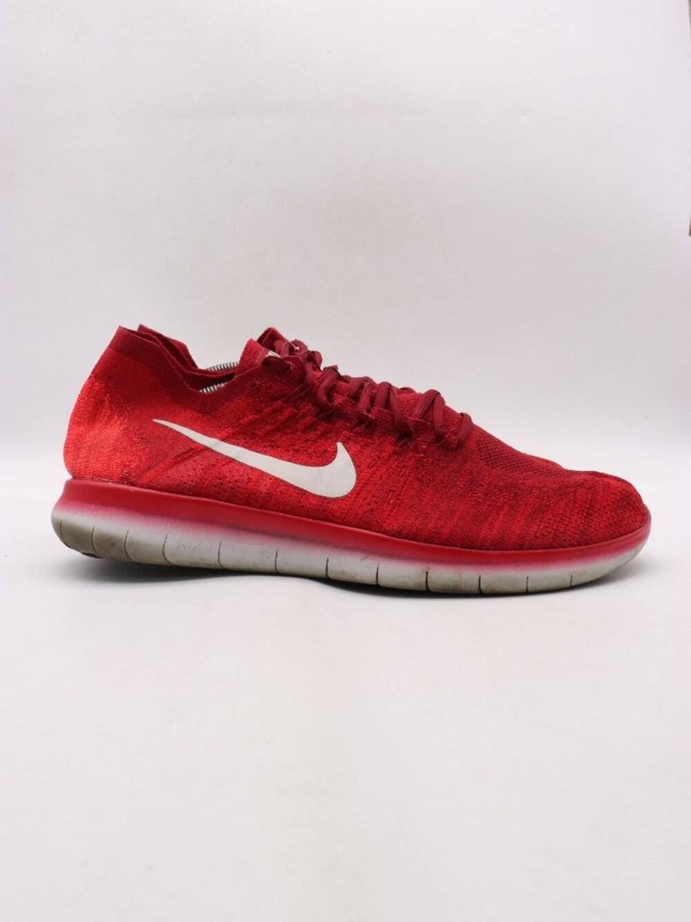 Nike Free RN Flyknit Men's Size 13 Running Shoes Red White Athletic Sneaker